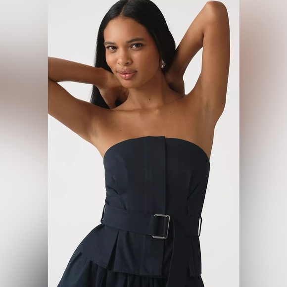Maeve Strapless Belted Blouse Navy NWT - Picture 1 of 7